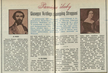 Pamiętne śluby Giuseppe Verdiego z Giuseppiną Strepponi