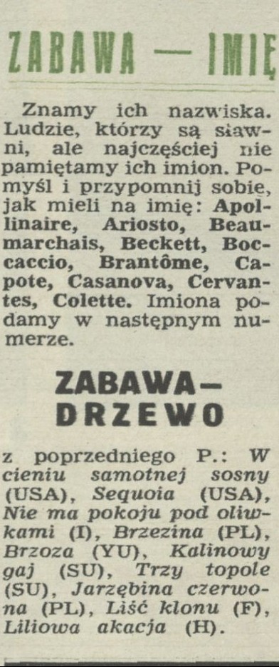 Zabawa - imię, drzewo