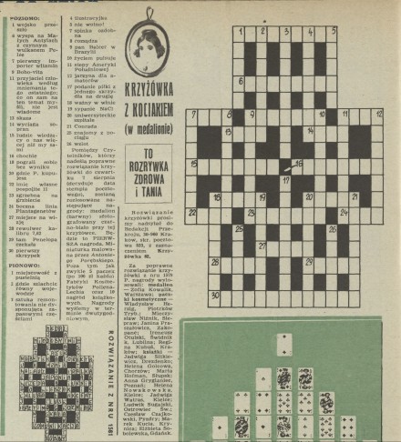 Krzyżówka z kociakiem (w medalionie) to rozrywka zdrowa i tania