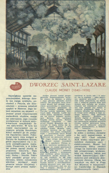 Sławne obrazy – "Dworzec Saint-Lazare" Claude Monet