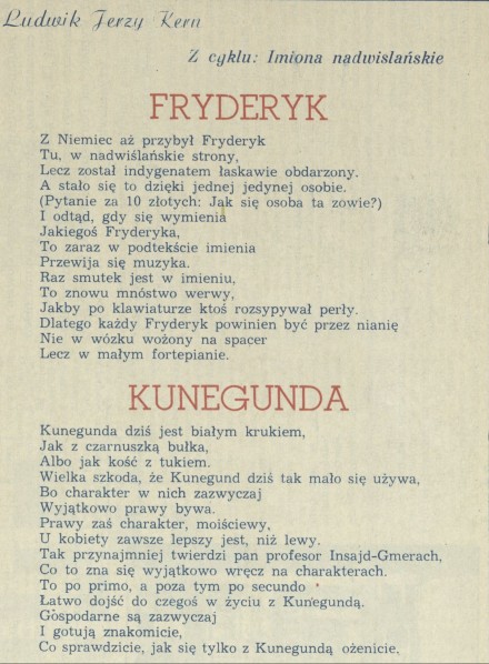 Z cyklu "Imiona nadwiślańskie": Fryderyk i Kunegunda
