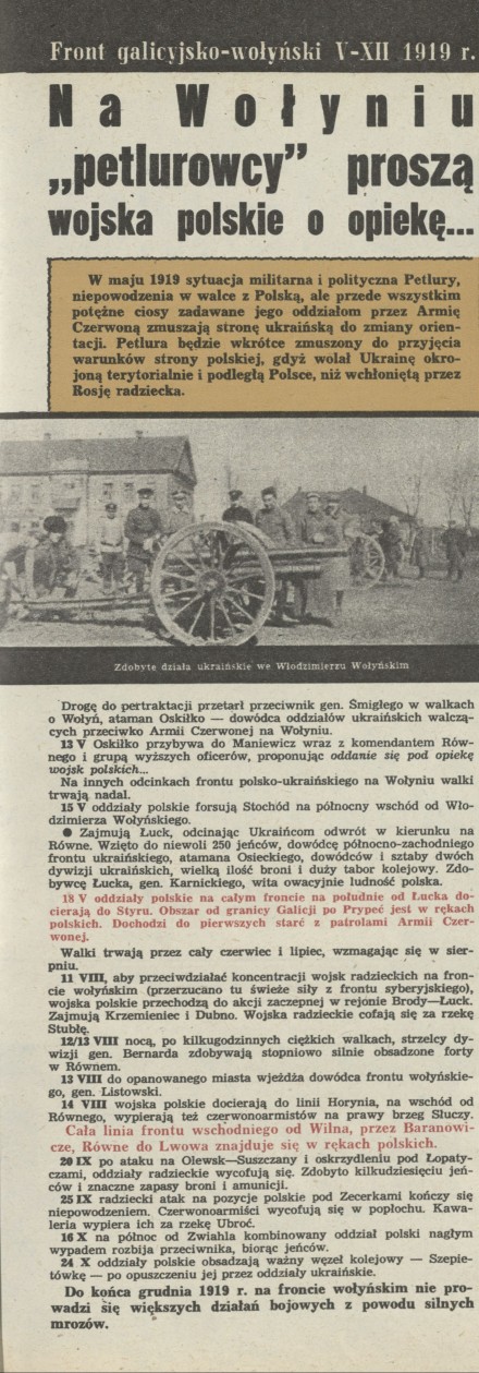 Front galicyjsko-wołyński V-XII 1919 r. - Na Wołyniu "petlurowcy" proszą wojska polskie o opiekę