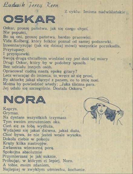 Z cyklu "Imiona nadwiślańskie": Oskar i Nora