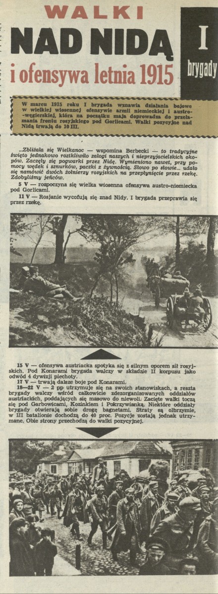 Walki na Nidą i ofensywa letnia 1915 I brygady