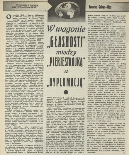 W wagonie "Głasnosti" między "Pieriestrojką" a "dyplomacją"