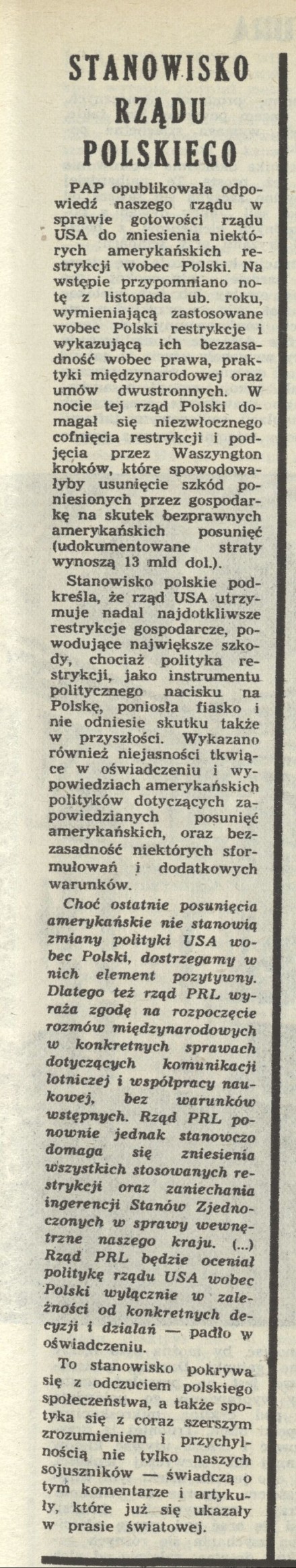 Stanowisko rządu polskiego