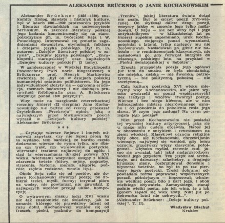 Aleksander Bruckner o Janie Kochanowskim