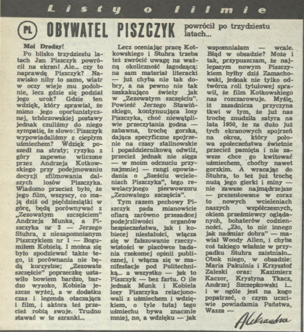 Obywatel Piszczyk powrócił po trzydziestu latach... 