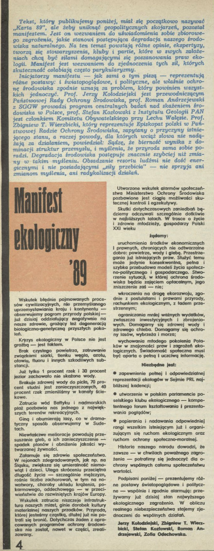 Manifest ekologiczny '89