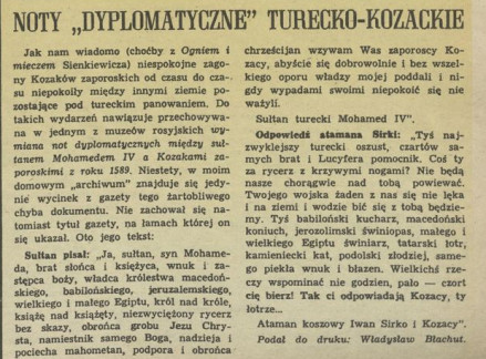Noty "dyplomatyczne" turecko-kozackie