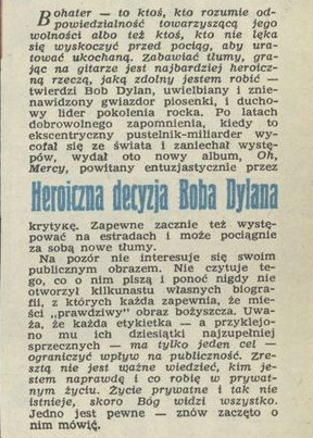 Heroiczna decyzja Boba Dylana