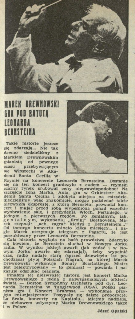 Marek Dewnowski gra pod batutą Leonarda Bernsteina