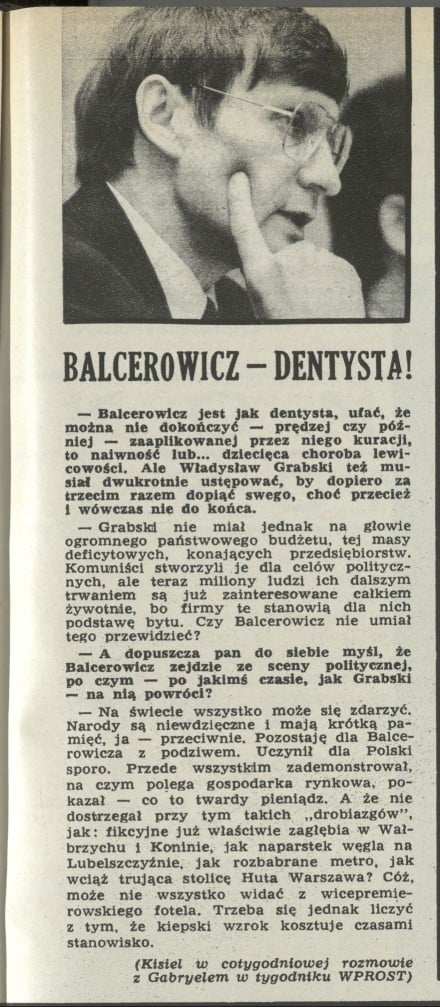 Balcerowicz - dentysta!