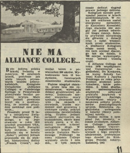 Nie ma Alliance College...