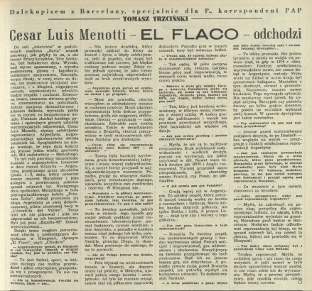 Cesar Luis Menotti - El Flace - odchodzi