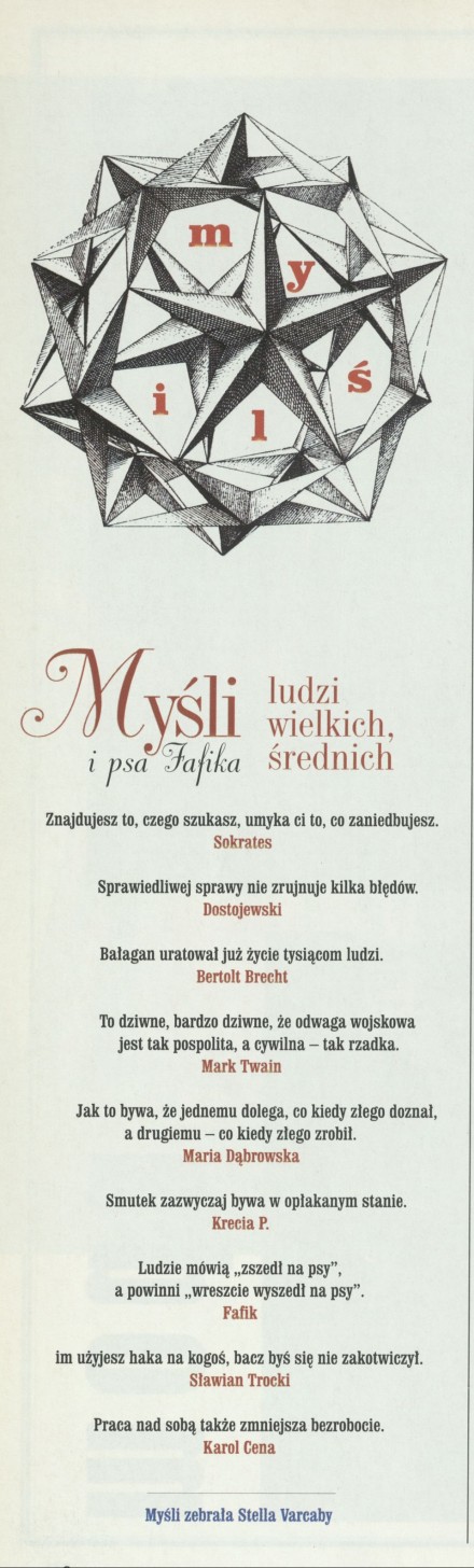 Myśli ludzi wielkich, średnich i psa Fafika