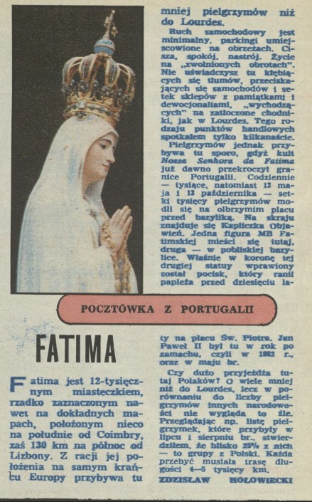 Pocztówka z Portugalii. Fatima