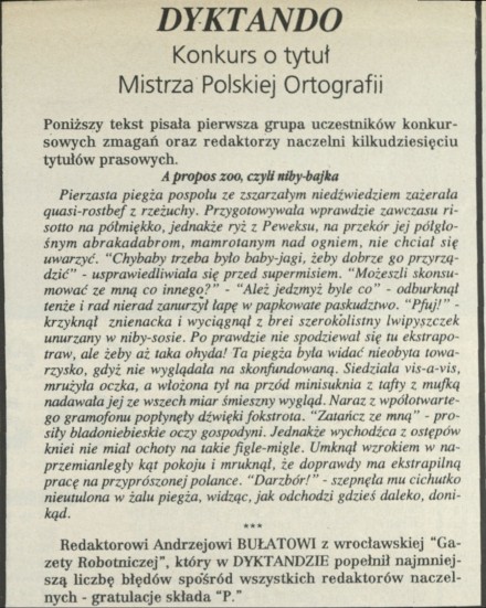 Dyktando. Konkurs Polskiej Ortografii
