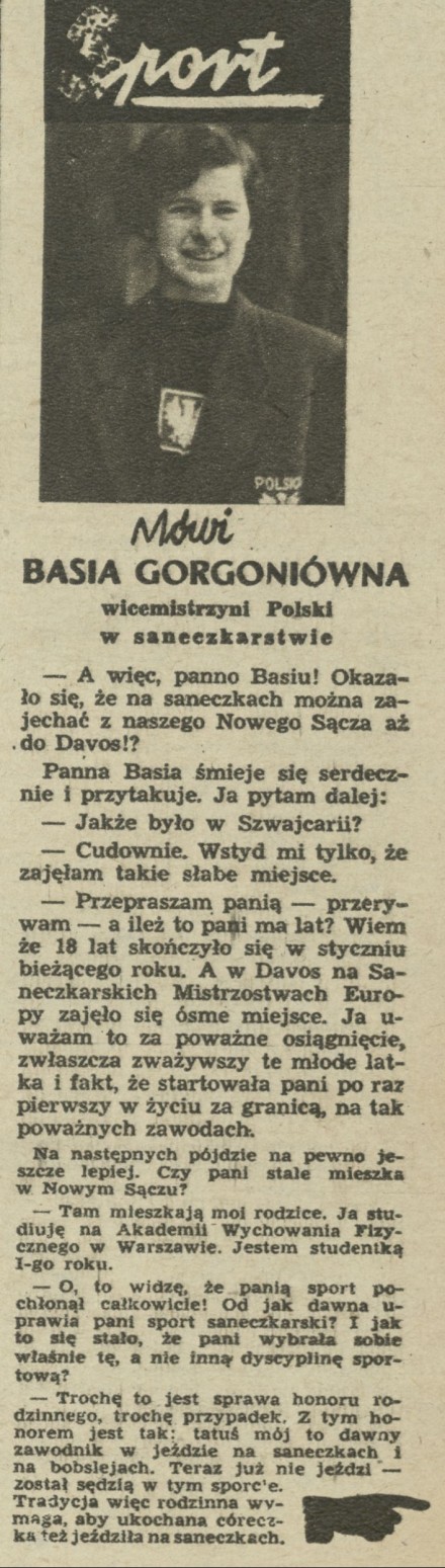 Mówi Basia Gorgoniówna - wicemistrzyni Polski w saneczkarstwie