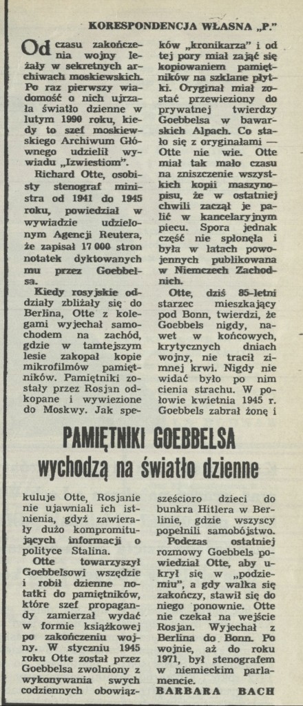 Pamiętniki Goebbelsa wychodzą na światło dzienne