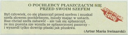O pochlebcy płaszczącym się przed swoim szefem