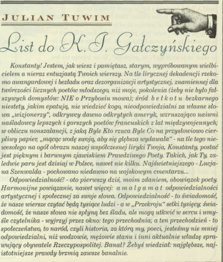 List do K.I Gałczyńskiego