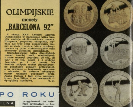 Olimpijskie monety Barcelona 92