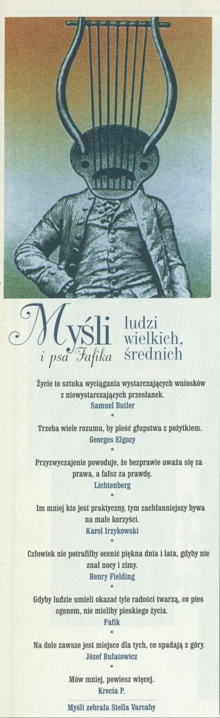 Myśli ludzi wielkich, średnich i psa Fafika