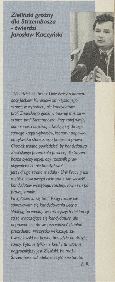 Zieliński grożny dla Strzembosz- twierdzi Jarosław kaczyński