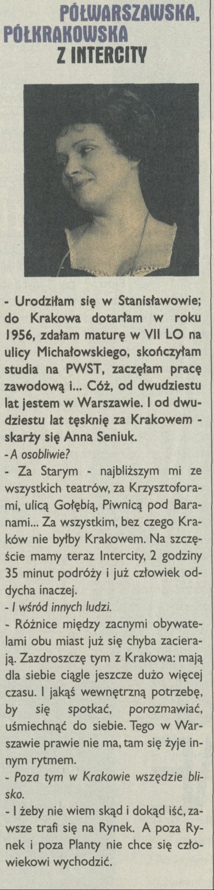 Półwarszawska półkrakowska z intercity
