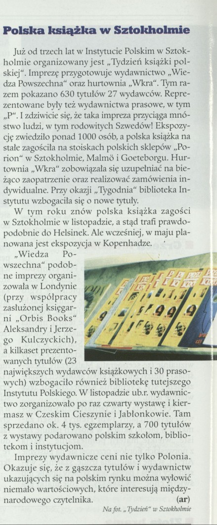 Polska książka w Sztokcholmie