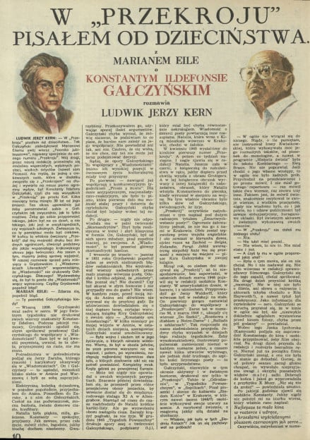 W "Przekroju" pisałem od dzieciństwa. Z Marianem Eile o Konstantym Ildefonsie Gałczyńskim rozmawia Judwik jERZY kERN