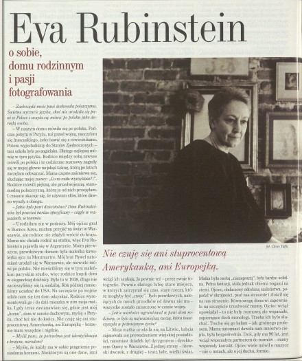 Eva Rubinstein o sobie, domu rodzinnym i pasji fotografowania