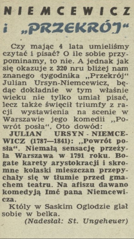 Niemcewicz i "Przekrój"