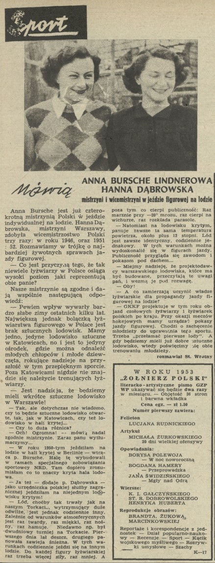 Mówią Anna Bursche Lindnerowa i Hanna Dąbrowska - mistrzyni i wicemistrzyni w jeździe figurowej na lodzie