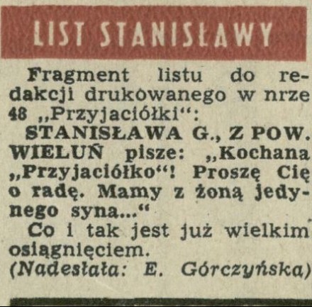 List Stanisławy