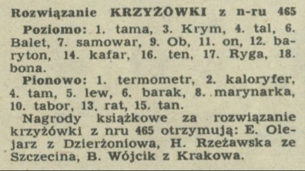 Rozwiązanie krzyżówki z nru 465