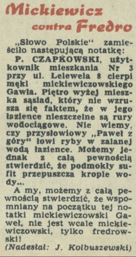 Mickiewicz kontra Fredro