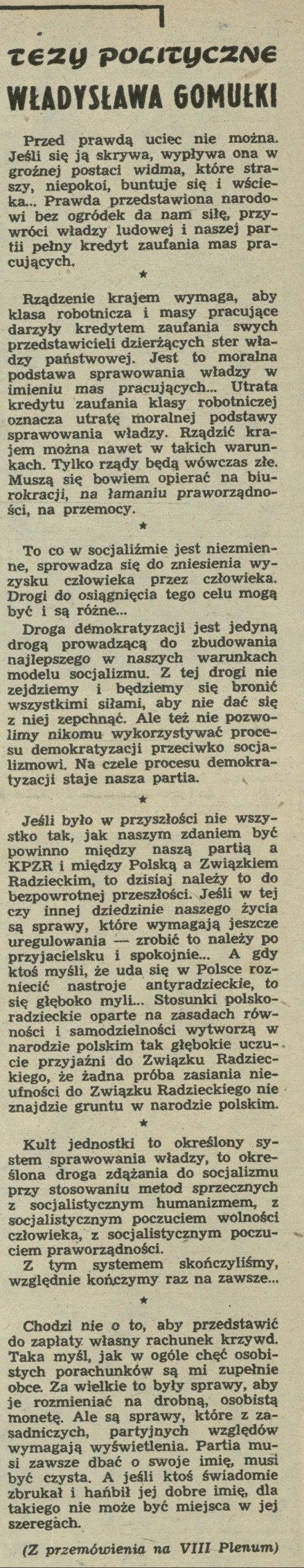 Tezy polityczne Władysława Gomułki