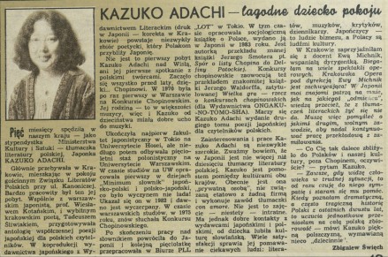 Kazuko Adachi - łagodne dziecko pokoju