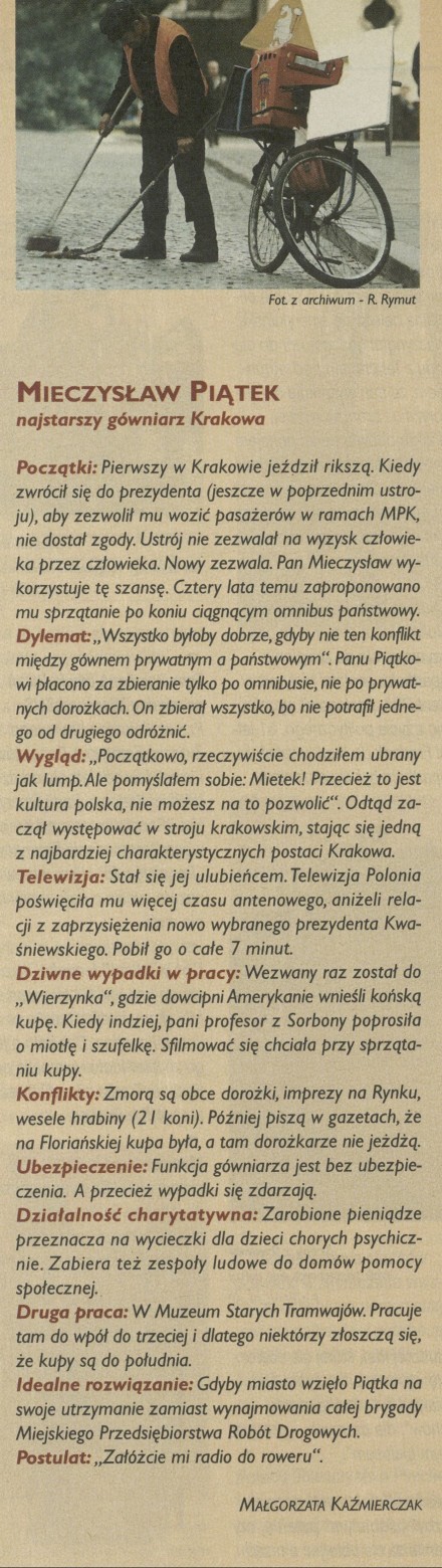 Mieczyław Piątek - najstarszy gówniarz Krakowa