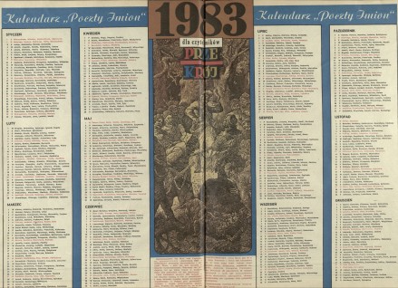 Kalendarz "Poczty imion" 1983