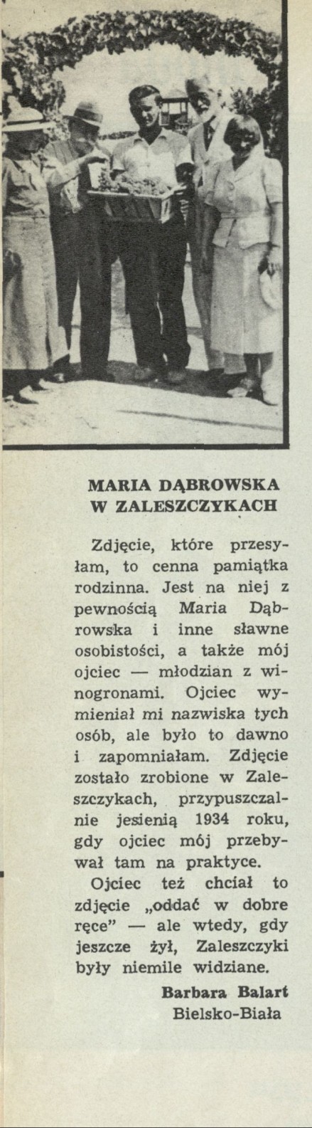 Maria Dąbrowska w Zaleszczykach