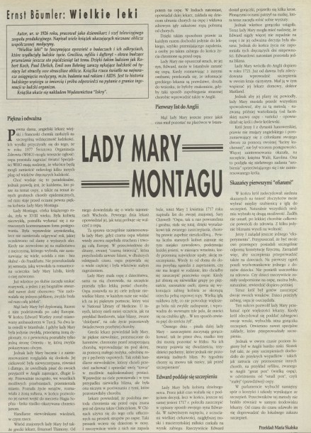 Wielkie leki (1) Lady Mary Montagu