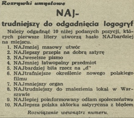 Rozrywki umysłowe: Najtrudniejszy do odgarnięcia logogryf