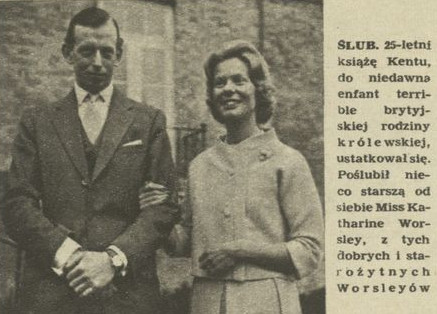 25-letni książę Kentu poślubił Miss Katherine Worsley