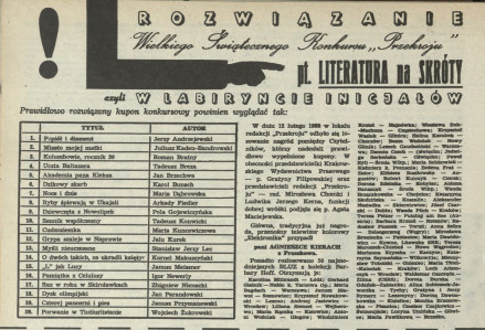 Literatura na skróty czyli w labiryncie inicjałów (rozwiązanie)