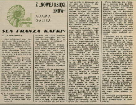 Z "Nowej Księgi Snów": Sen Franza Kafki