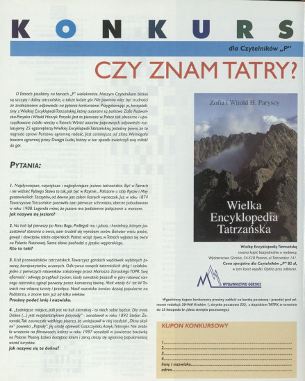 Konkurs dla czytelników czy znamy Tatry?
