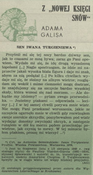 Z "Nowej Księgi Snów" Adama Galisa – Sen Iwana Turgieniewa